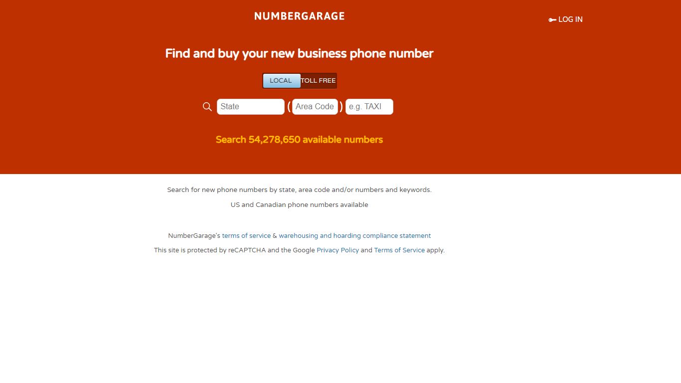 Search for a new business phone number with NumberGarage